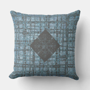 Cojín De Exterior Denim Blue X's y O's Pattern Gray Check