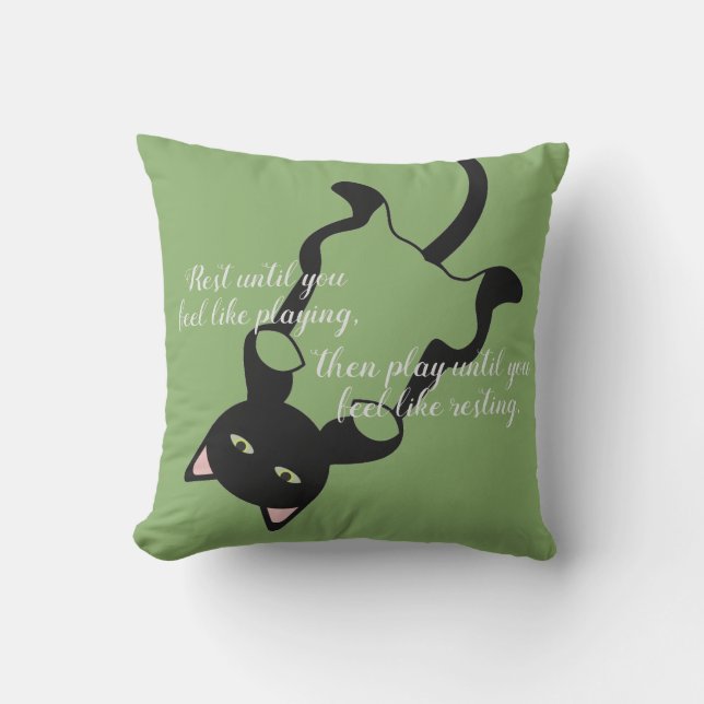 Cojín De Exterior Descanso de gatito con cita (Anverso)