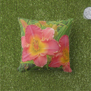 Cojín De Exterior Diariamente salmón rosa y limón amarillo