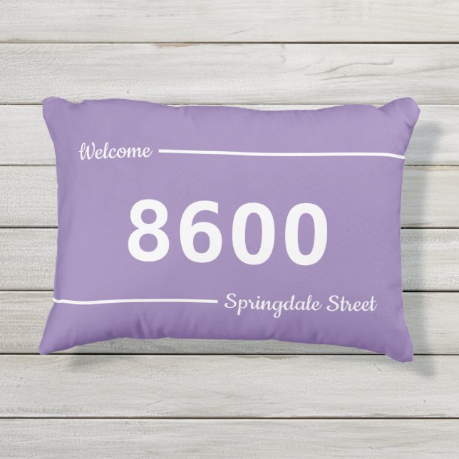 Cojín De Exterior Dirección de la calle Lavender y números de la Cas (Reverso)
