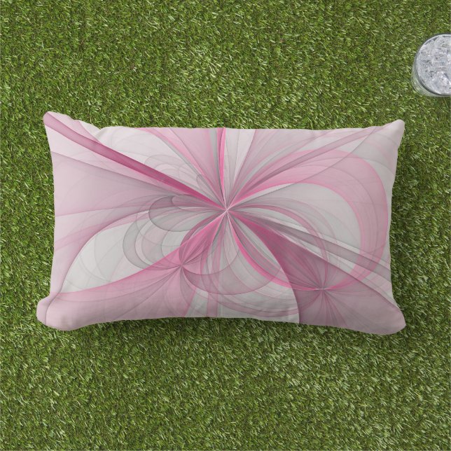 Cojín De Exterior Diseño de fractal gris rosa claro abstracto modern (Césped)