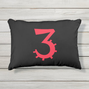 Cojín De Exterior Diseño llamativo negro y rojo "3"