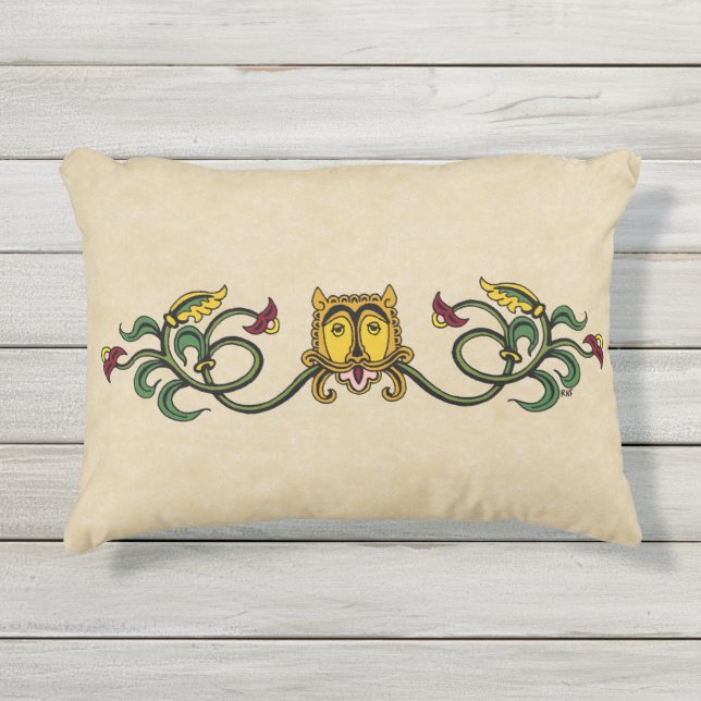 Cojín De Exterior Diseño medieval de leones (Anverso)