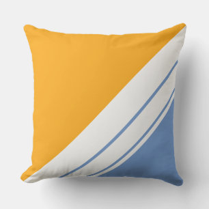 Cojín De Exterior Divertido amarillo dorado luz azul franjas de Carr