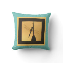 Dragonfly on Chain, Silhouette on Gold/Turquoise