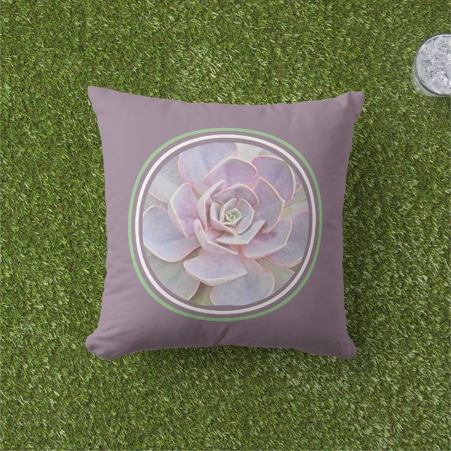 Cojín De Exterior Echeveria "rosa" Suculento/ rosado-gris-verde (Césped)