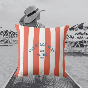 Cojín De Exterior El Beach Club Escudo Naranja Red Cabana Stripe