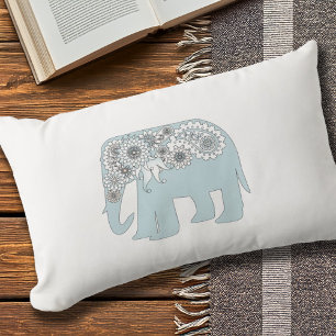 Cojín De Exterior Elefante Azul Paisley Boho Chic al Aire Libre