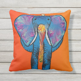 Cojín De Exterior Elefante colorido con rojo/el naranja en la
