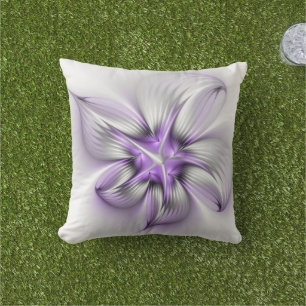 Cojín De Exterior Elegancia floral moderna arte abstracto violeta fr