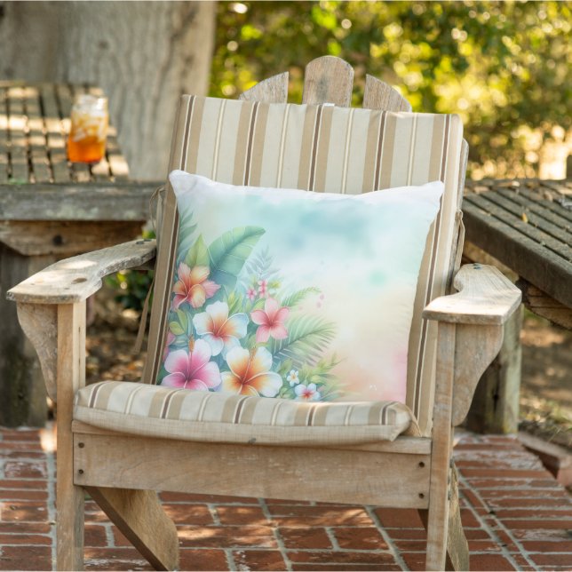 Cojín De Exterior Elegancia tropical al aire libre: flores hawaianas (Silla)
