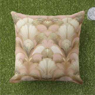 Cojín De Exterior Elegant Gold, Pink and White Shell Pattern