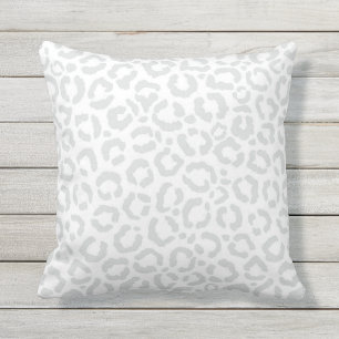Cojín De Exterior Elegante animal de leopardo gris blanco
