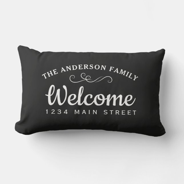 Cojín De Exterior Elegante Bienvenida Nombre de Familia Personalizad (Anverso)