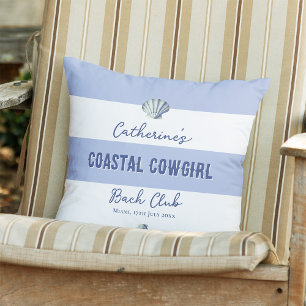 Cojín De Exterior Elegante Cowgirl Costera Blanda Rayas Blancas Azul