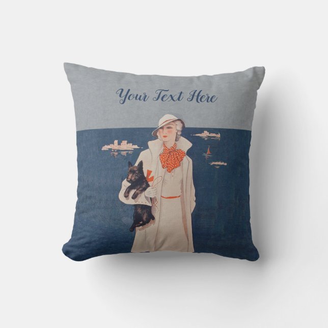 Cojín De Exterior Elegante Dama Blanca Suit Con Océano De Perro Espe (Anverso)