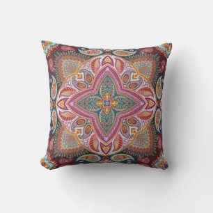 Cojín De Exterior Elegante Estilo Clásico Patrón de Paisley Púrpura