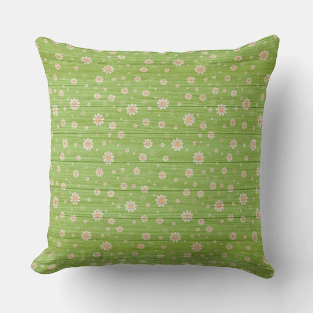 Cojín De Exterior Elegante Floral De 20"X20" En Madera Muy Popular (Anverso)