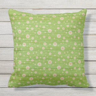 Cojín De Exterior Elegante Floral De 20"X20" En Madera Muy Popular