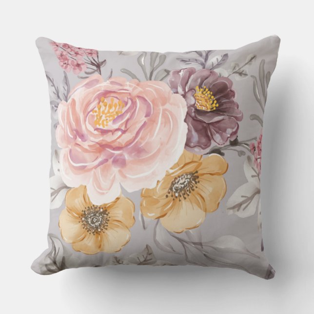 Cojín De Exterior Elegante floral rosa moderno (Anverso)