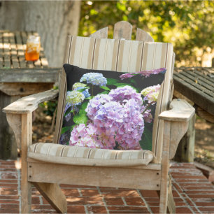 Cojín De Exterior Elegante hidrangea azul rosa morado floral