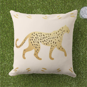 Cojín De Exterior Elegante jungla rosa y leopardo dorado