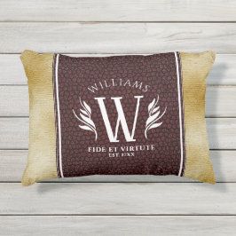 Cojín De Exterior Elegante Leather Leaf & Vintage Paper Surname Mott