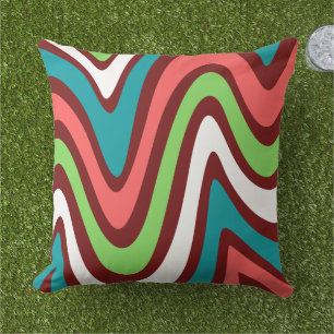 Cojín De Exterior Elegante patrón exterior verde marrón rosa