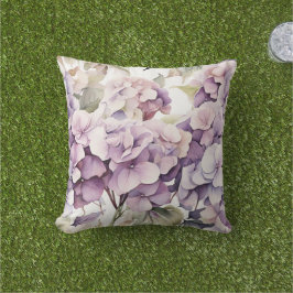 Cojín De Exterior Elegantes hortensias acuarela rosa púrpura