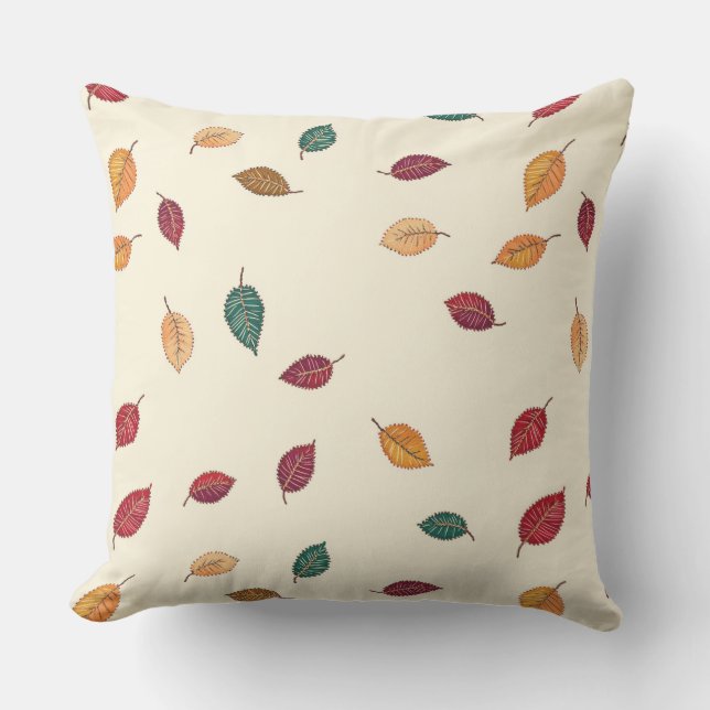 Cojín De Exterior Embroidered Look Fall Leave Throw Pillow (Anverso)