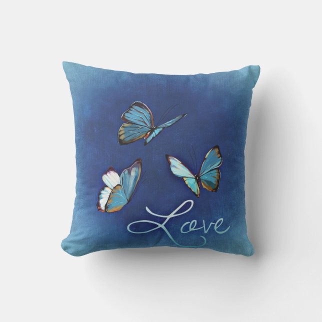 Cojín De Exterior encantadora mariposas azules El día de San Valentí (Anverso)