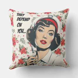 Cojín De Exterior Enfermera de puntería de popArt Poinsettia