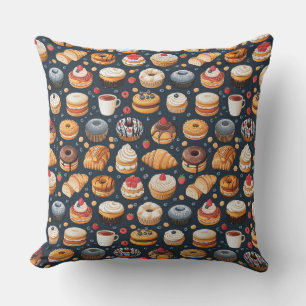Cojín De Exterior Esbozo de dulces y postres, bollería, pasteles, c
