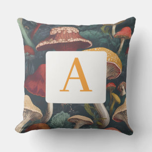 Cojín De Exterior Espectacular patrón de hongos botánicos con monogr