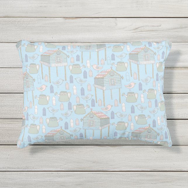 Cojín De Exterior Espectacular patrón de jardinero en el exterior az (Anverso)