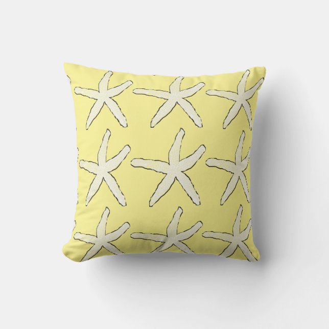 Cojín De Exterior Espectáculo blanco amarillo Starfish Elegante Cute (Anverso)