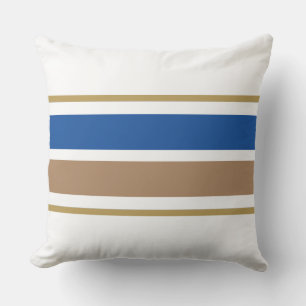 Cojín De Exterior Esporádicas Deep Blue Brown Carreras Stripes On Wh