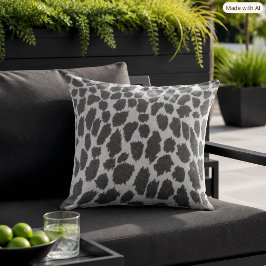 Cojín De Exterior Estampado Animal Leopardo Blanco y Negro