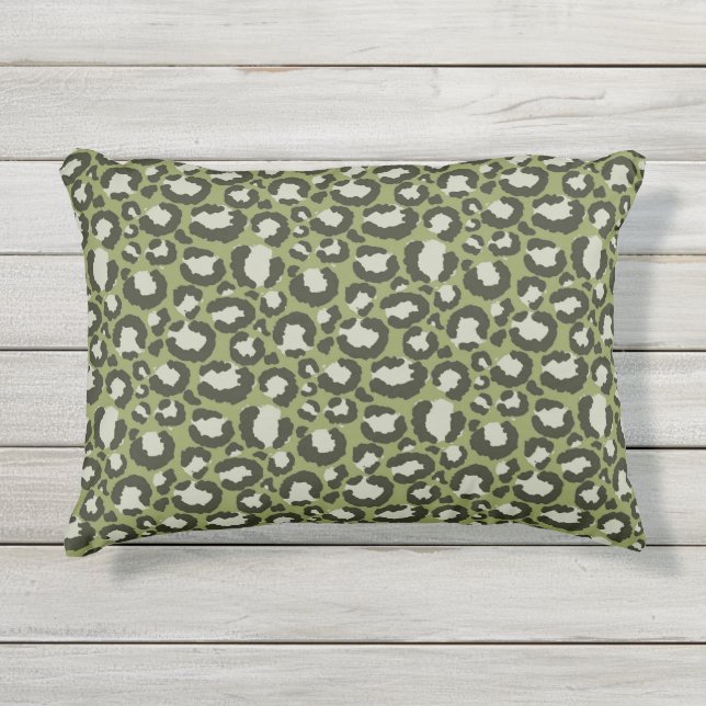 Cojín De Exterior Estampado De Animal De Lunares De Leopardo Verde M (Anverso)