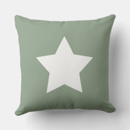 Cojín De Exterior Estrella e iniciales Verde salvia moderno y blanco