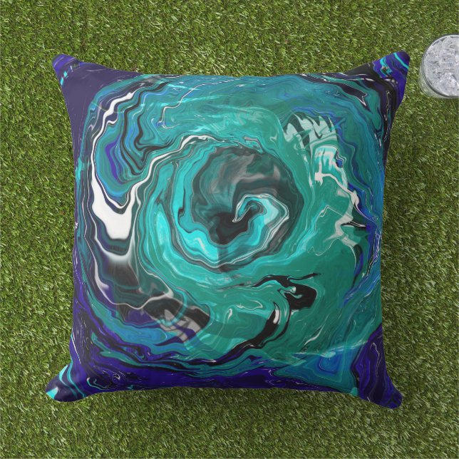 Cojín De Exterior Eternidad azul | Arte abstracto (Césped)