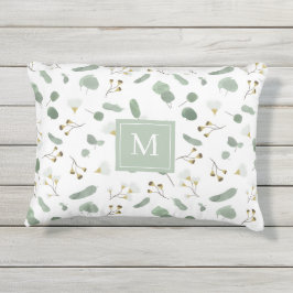 Cojín De Exterior Eucalyptus Greenery Silver Dollar Monogramado