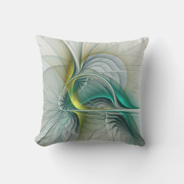 Cojín De Exterior Evolución fractal, arte abstracto de turquesa dora