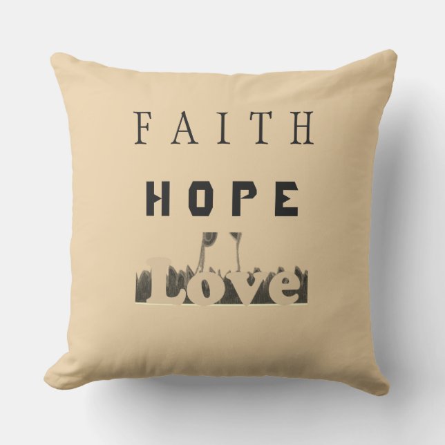 Cojín De Exterior Faith Hope Love Inspirador Text Design (Anverso)