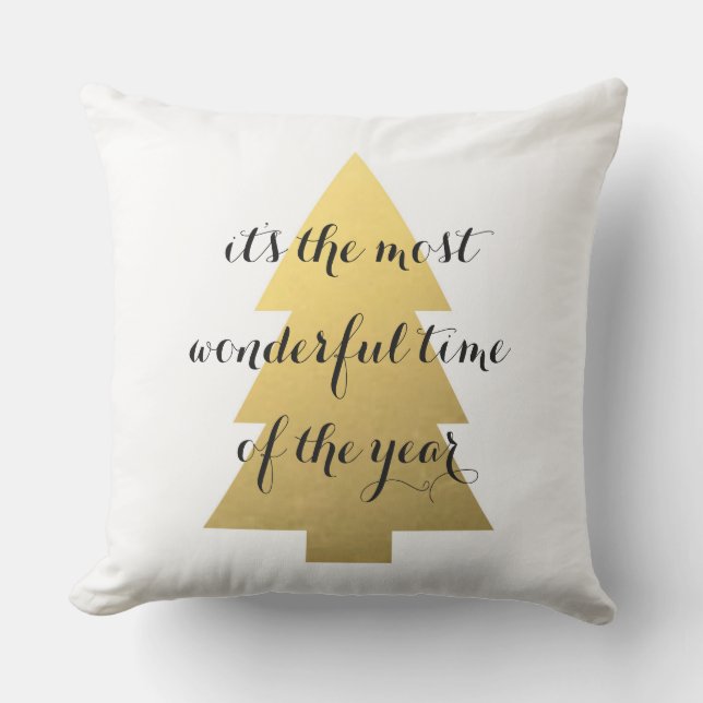 Cojín De Exterior Falso oro de árbol de Navidad (Anverso)