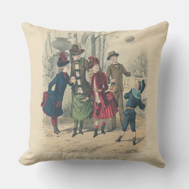 Cojín De Exterior Familia Infantil Vieja Victoriana (Anverso)
