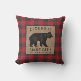 Cojín De Exterior Familia Rustic Bear Cabina Red Buffalo Plaid Burla