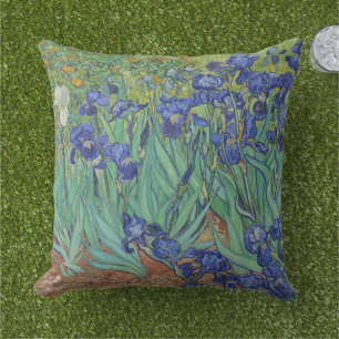 Cojín De Exterior Famoso cuadro de lirios azules al óleo de Van Gogh