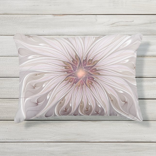 Cojín De Exterior Fantasía floral, resumen Flor pastel moderna (Anverso)