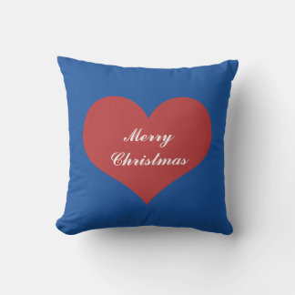 Cojín De Exterior Feliz Navidad Azul Náutico Blanco Rojo Corazón Lin